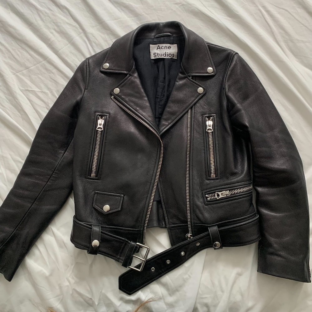 Acne Studio Mock Leather biker jacket - Black